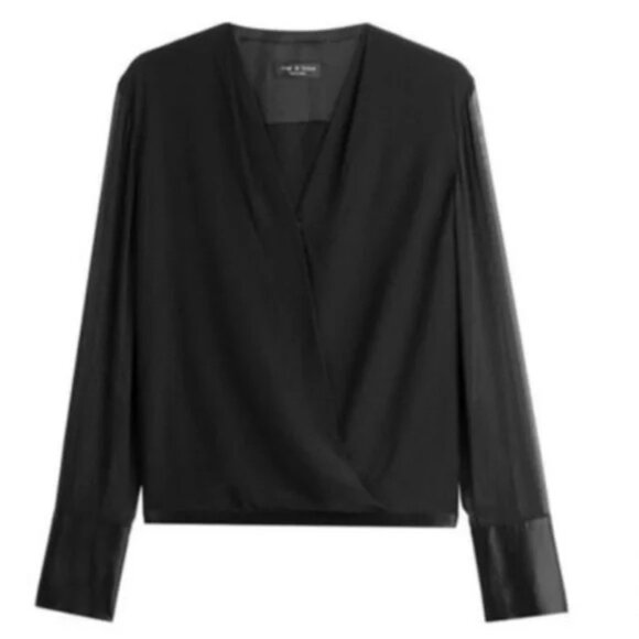Rag & Bone Blaine Silk Chiffon Surplice V-neck Cocktail Holiday Sexy Blouse Top - Picture 2 of 12